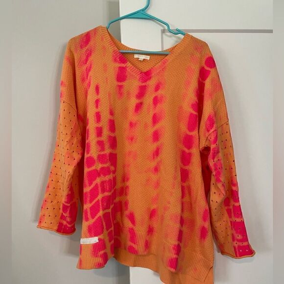 Lisa Todd Rise Above Sweater - Pink/Orange Tie Dye - Picture 3 of 4